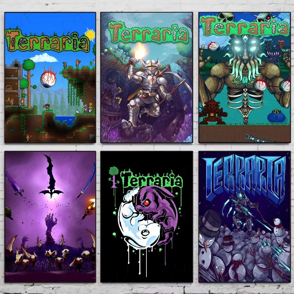 Retro Gaming Gif - 1PC เกม T-Terraria Cool โปสเตอร์สติกเกอร์กันน้ํา Wall