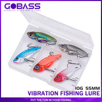 GOBASS 5pcs Metal VIB Blade Jig Fishing Lures 7g/10g Vibration Spoon Hard Bait Swimbait Sinking Wobblers Cicada VIB Tackle Kit