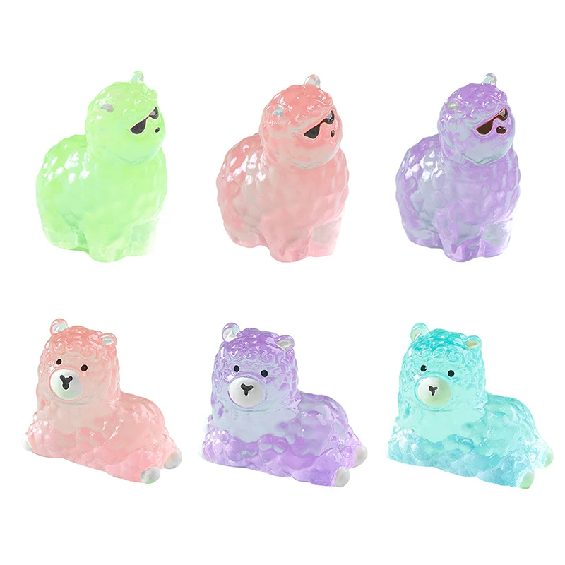 1pc mini luminoso bonito alpaca micro ornamentos em miniatura animal vaso decoração casa micro paisagem acessórios