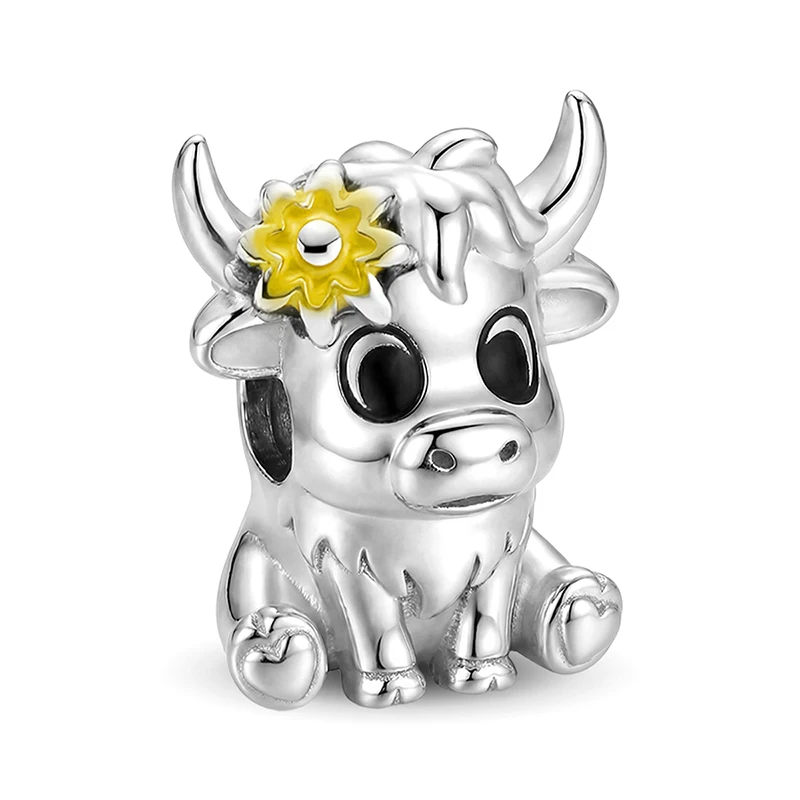 925 Silver Plated Fashion Highland Cattle Animal Series Charms Beads Fit Original Bracelet Bangle High Quality DIY Jewelry