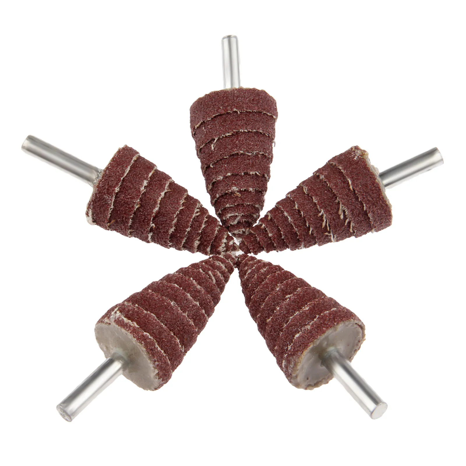 DRELD 5 Giấy Nhám Bánh Hình Nón Chà Nhám Nắp Bánh Xe Đánh Bóng ĐỆM PHỒNG Đầu Mài Dụng Cụ Dremel Rotary 240 Nhám 6mm Chuôi Lục