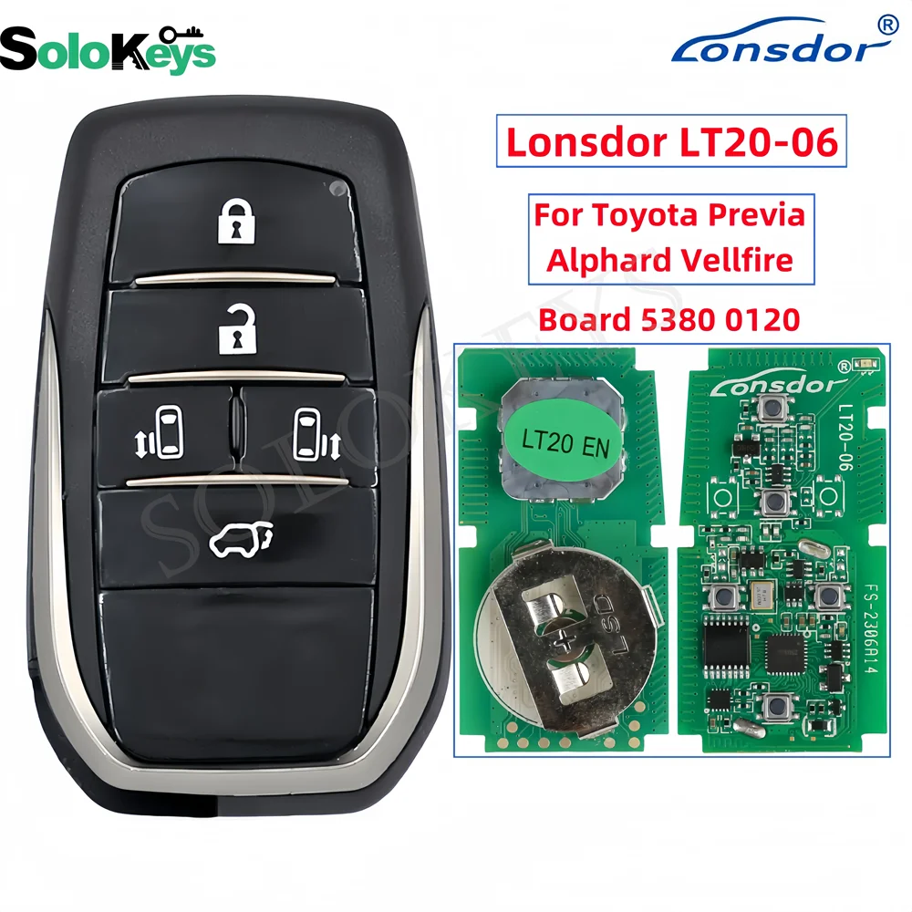 

SOLOKEYS Lonsdor LT20-06 Board 5380 0120 8A 4D Chip For Toyota Previa Alphard Vellfire Smart Key Remote For K518ISE K518S KH100