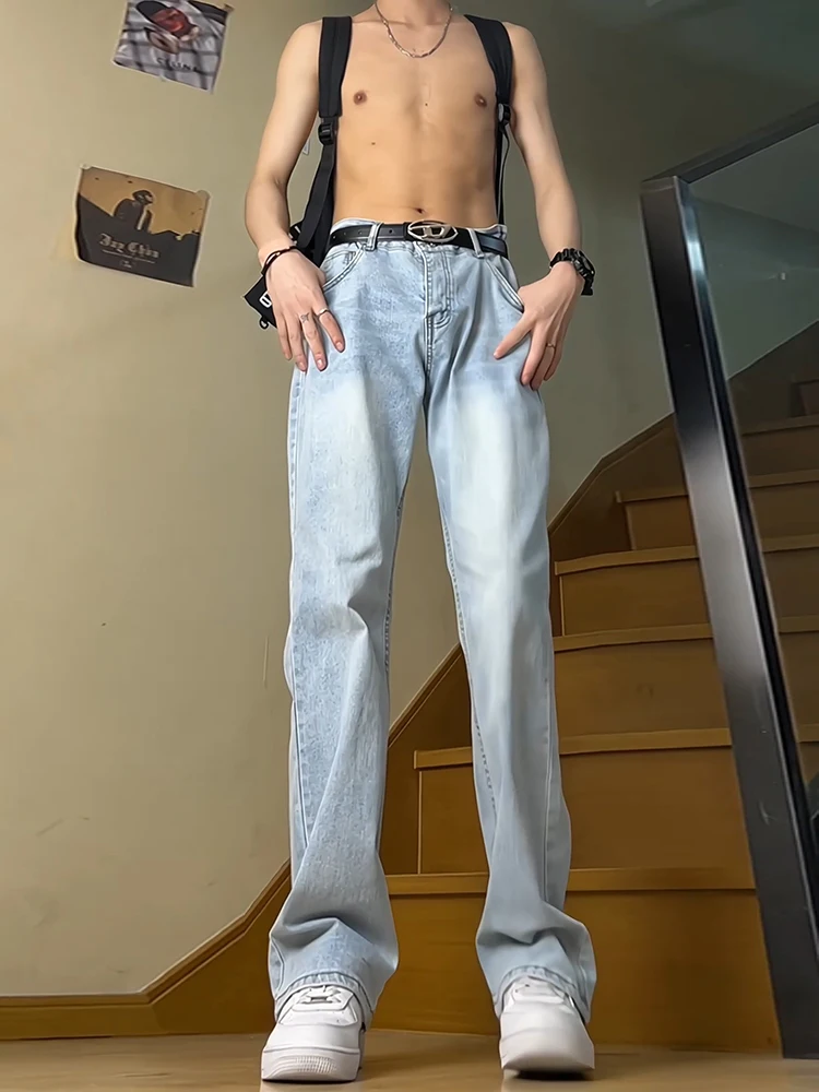 

Мужские тонкие летние джинсы прямого кроя Ice Blue Slim Straight, удлиненные, для высоких, в американском стиле