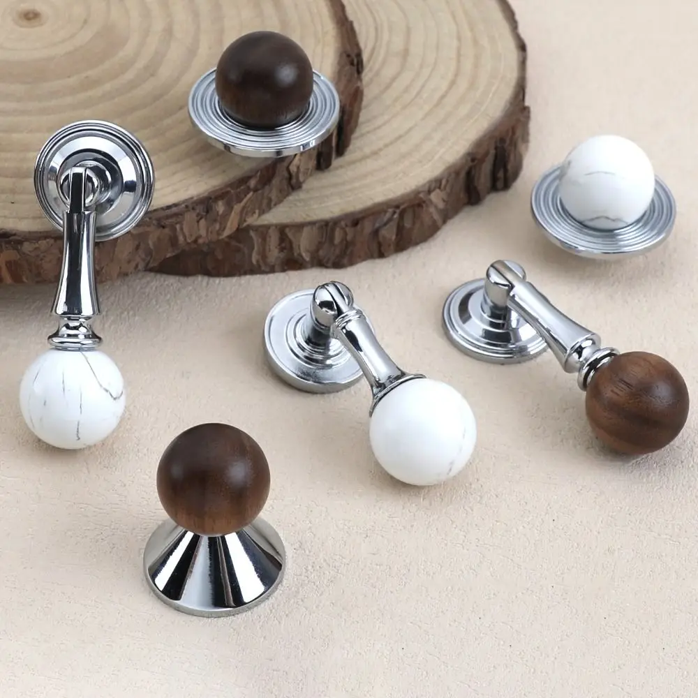 

Pendant Design Wooden Ball Pendant Cabinet Pulls French Chic Durable French Luxury Silver Handles Decorative Luxury Finish