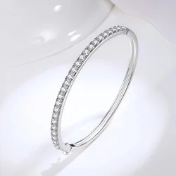 Iced D Color Moissanite Bangle Women S925 Sterling Silver Ins Fashion Moissanita Diamond Bracelet White Gold Finish Pass Tester