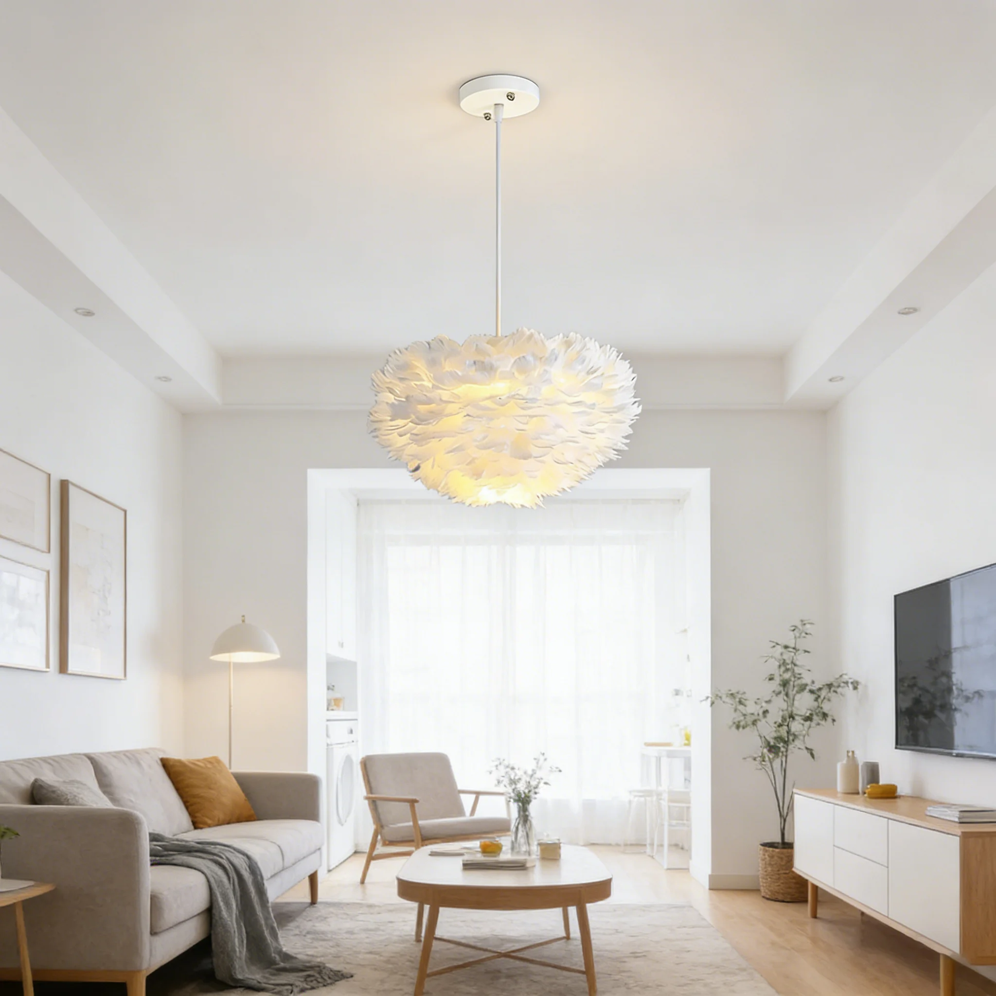 

Nordic Feather Chandelier Modern LED Pendant Lamp Hanging Light for Living Room Bedroom Home Decor Creative Suspension Lustre