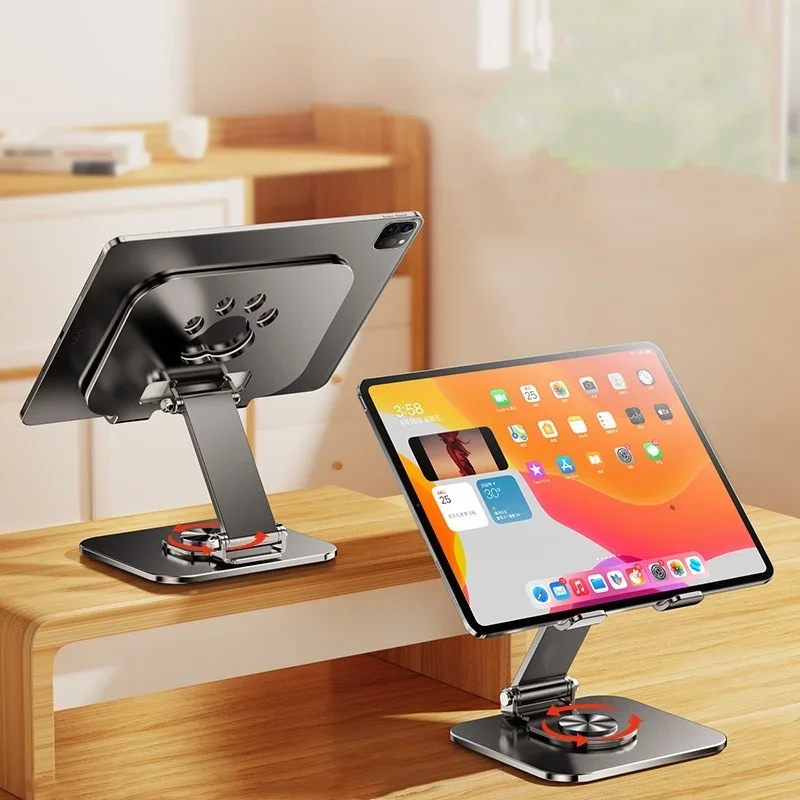 1Pcs Tablet Phone Holder Foldable Carbon steel Tablet  Bracket Stand 360° Rotation Hollowed Cooling Holder Live Streaming Stand