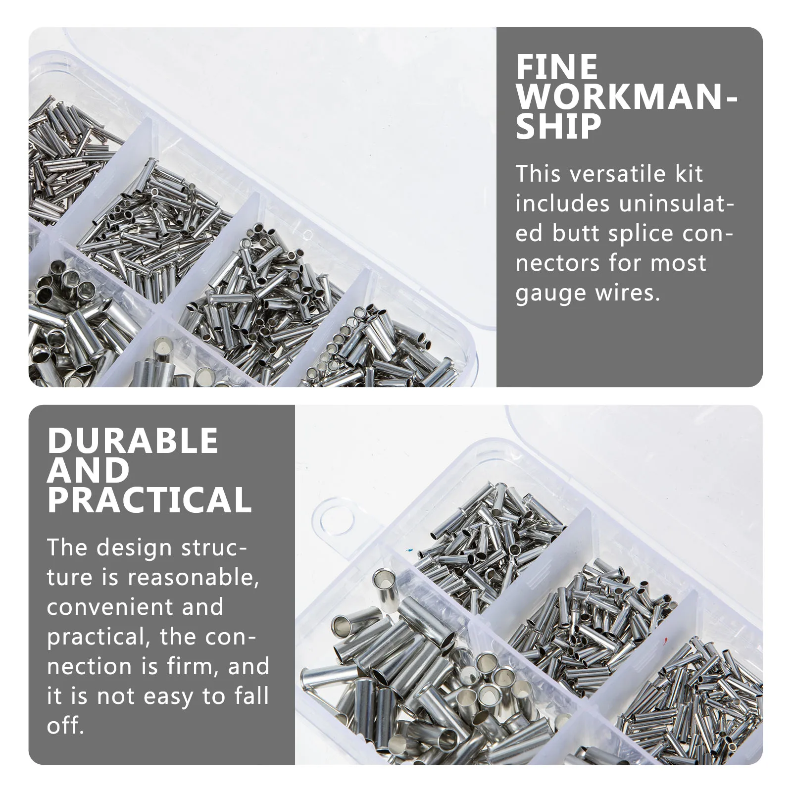 

600pcs Cable End Kit Electric Wire Ferrules Connector Silver Plated Copper Crimp Splice Connectors Tensile Resistance