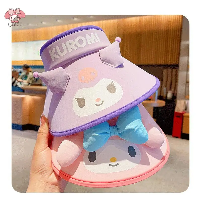 

Cute Sanrios Kuromi Hello Kittys My Melody Sunscreen Hat Big Brim Sunshade Hat Ultraviolet-Proof Sun Hat Fashion Festival Gift