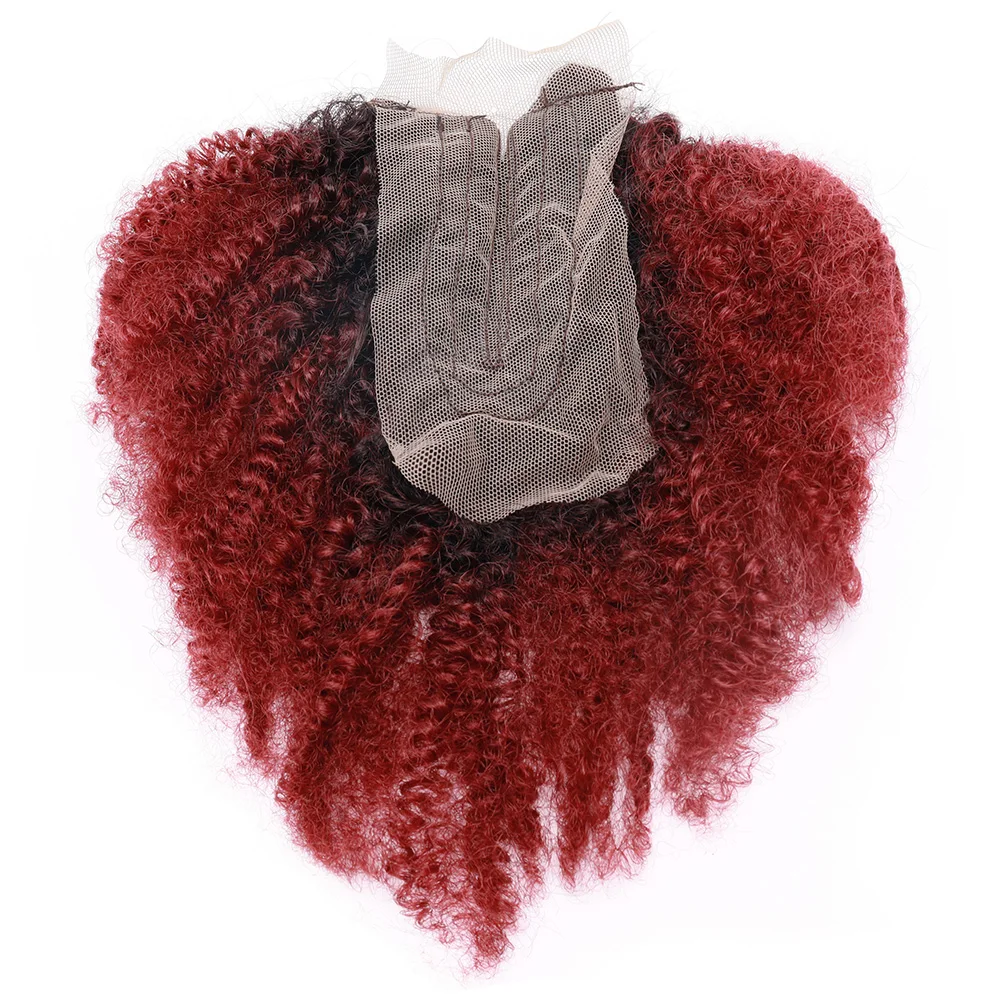 Synthetic Afro Curly Wave Hair Bundles with Closure for Women