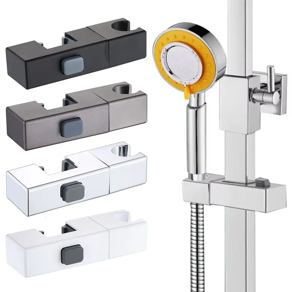 Rectangular Pipe Shower Head Holder Rotatable Adjustable Bathroom Slide Bar Shelf Replacement Riser Rail Bracket