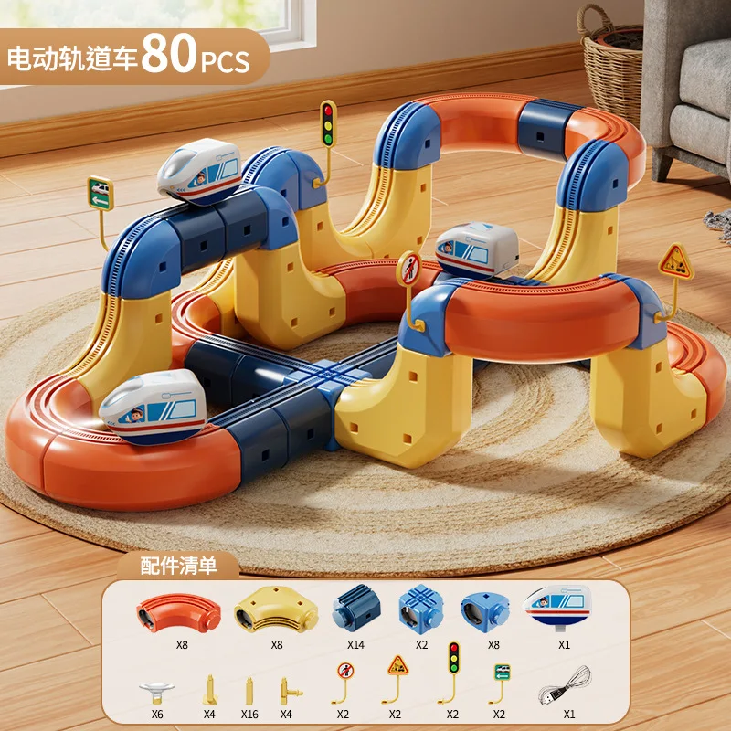 Nowy Magnetyczny Elektryczny Pociąg Szybki Magiczny Pociąg Klocki Magnetyczne DIY Zabawka do Składania Niespodzianki dla Dzieci na Prezenty Świąteczne