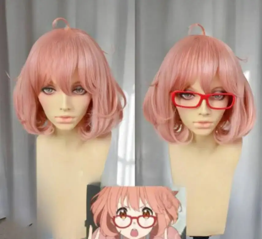 Beyond the Boundary Kuriyama Short Pink Wavy Mirai Rikka Style Coral Lolita Cosplay Party Wig