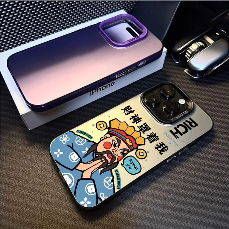 Blue Clothing God of Wealth Creative Shockproof Phone Case For iPhone 15 Pro Max 14 Plus 13 12 11 XR X XS 8 7 Cover