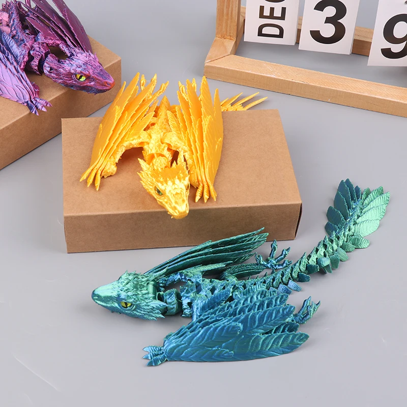 Dragón Wyvern emplumado, dragón impreso en 3D, dragón articulado, juguetes impresos en 3D, mascota de escritorio