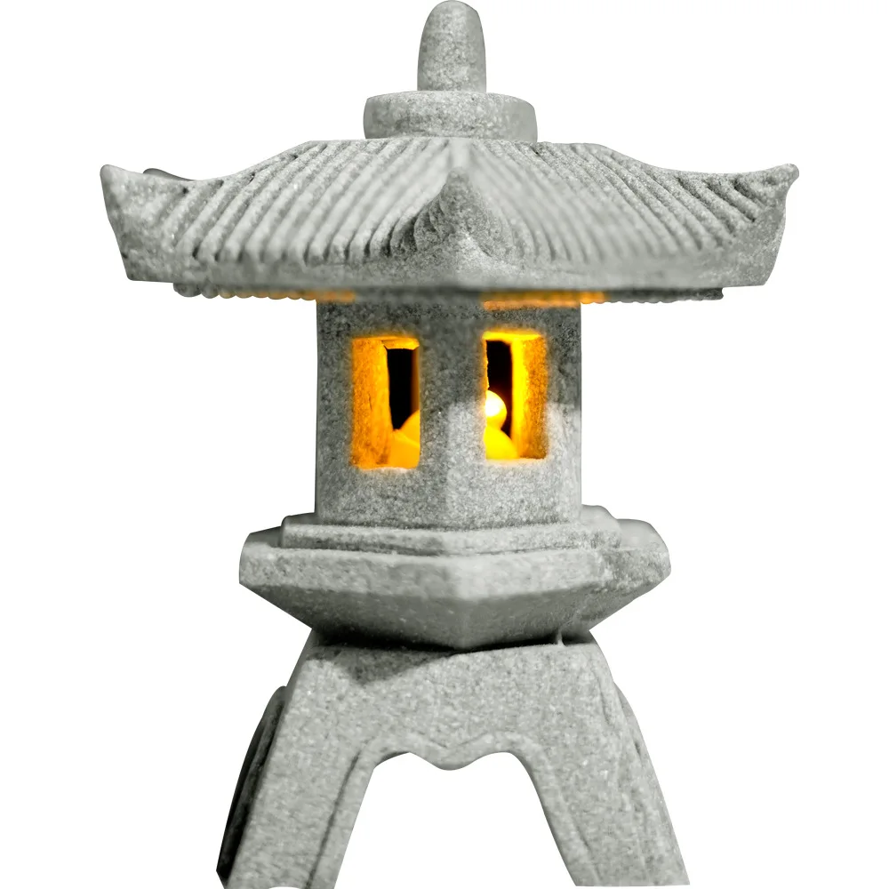 Japanese Zen Stone Lantern Figurine Oriental Mini Landscape Bonsai Fish Tank Tea Table Desktop Vintage Meditation Decor Gift