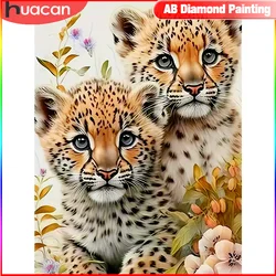 HUACAN Full Square Round Diamond Painting Tiger Cross Stitch Embroidery Mosaic Animal Rhinestones New Arrival Home Decor