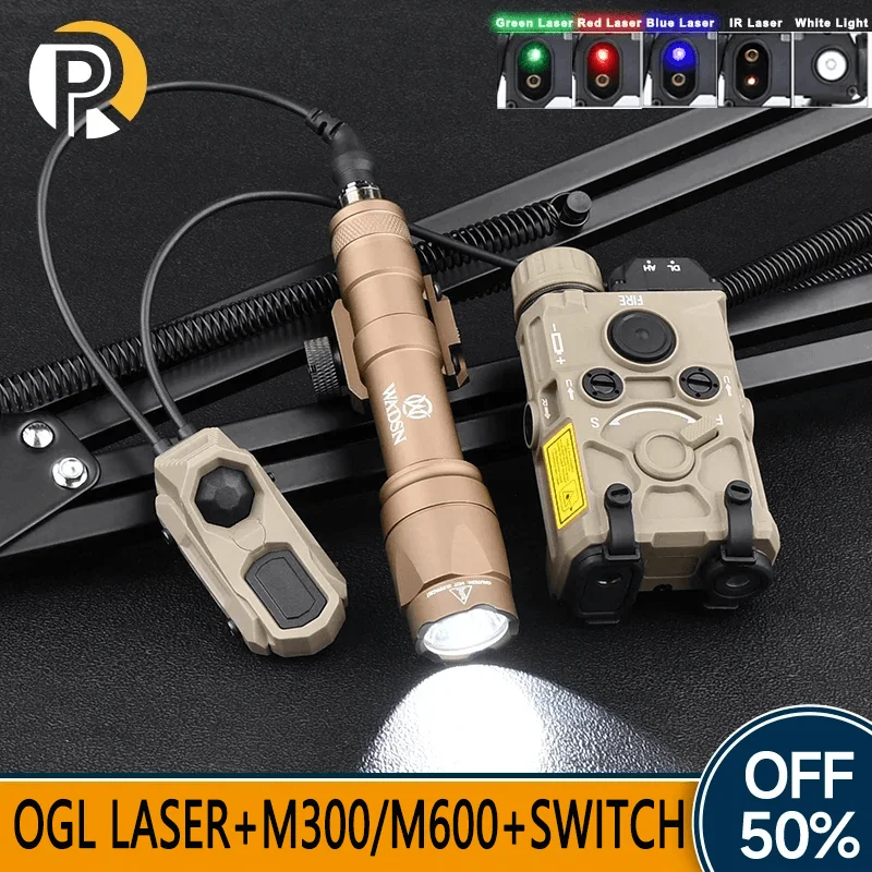 Tactical Airsoft OGL Laser Red Green Blue Dot Laser Pointer With AXON Remote Pressure Switch M300A M600C Weapon Scout Light Suit