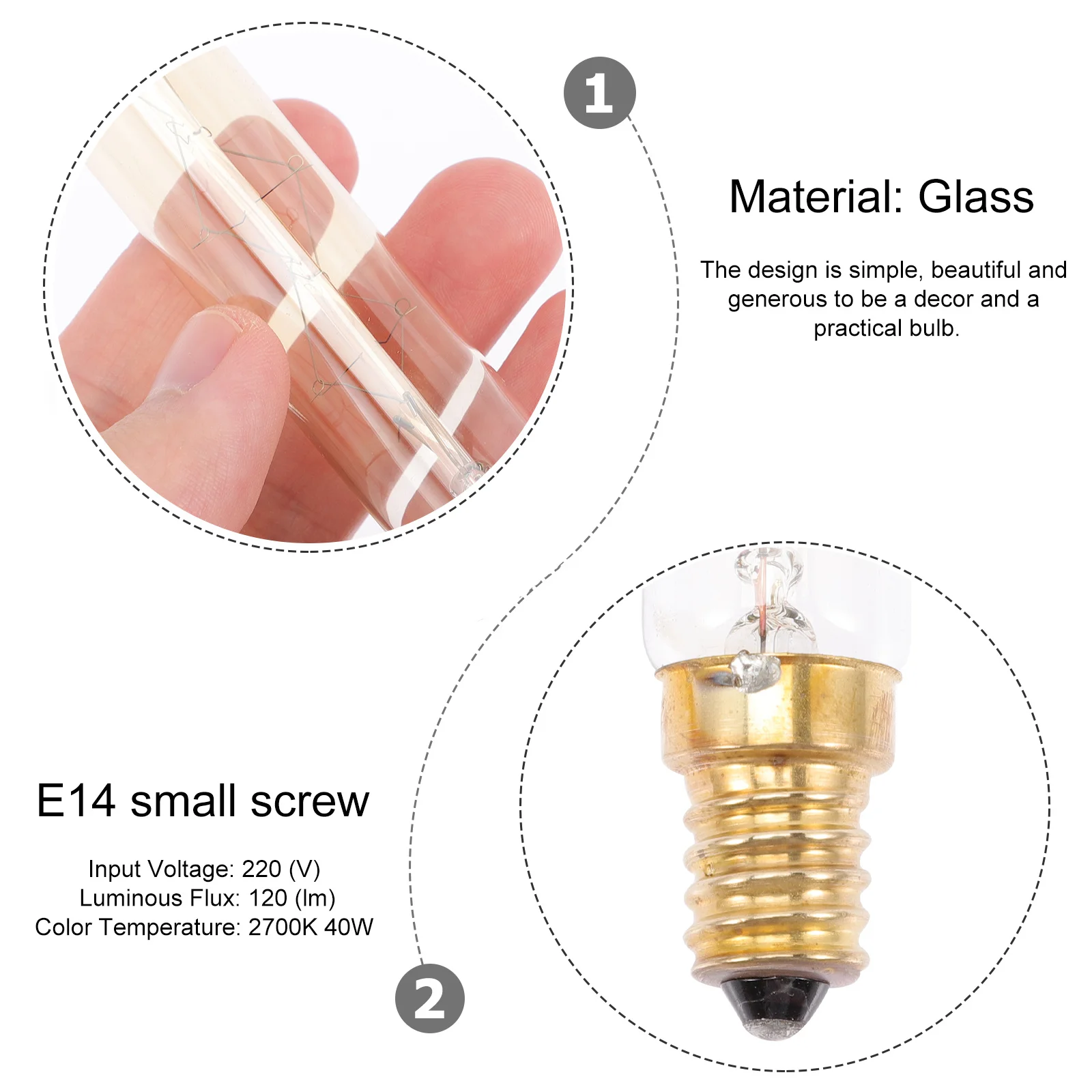 

2Pcs Household Vintage Chandelier Light Bulbs E14 2700k 40W Warm Glass Bulbs for Living Room Bedroom Study Decorative