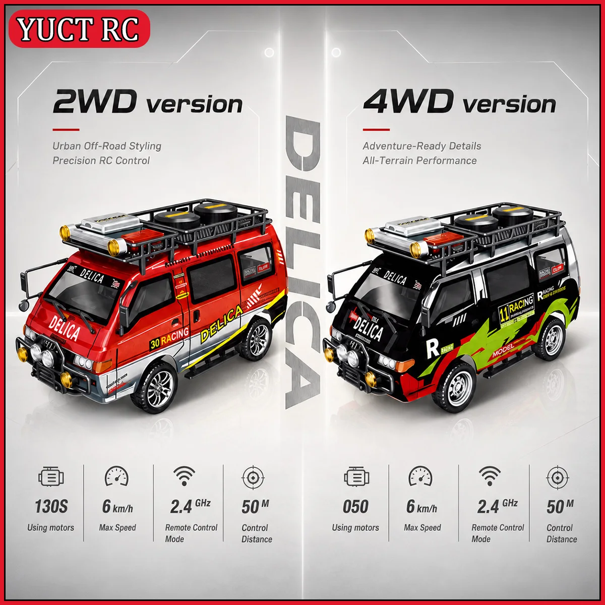 Mitsubishi Delica JXC5813 1:24 2.4g Three-Speed Remote Control Car Model Controllable Headlights 2WD 4WD RC Car Adult Gifts Toys