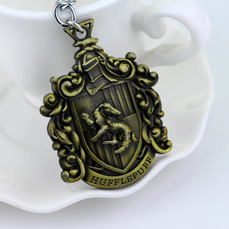 Hogwarts Four Colleges Pendant Necklace Hufflepuff Ravenclaw Slytherin Gryffindor Keychain Accessories For Fans Friends Gift