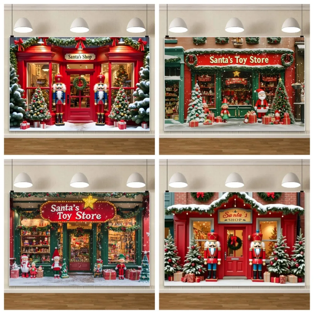 

Santa's Toy Store Photography Backdrop Xmas Tree Nutcracker Gift Decor Kids Adult Family Photo Studio Christmas Party Background