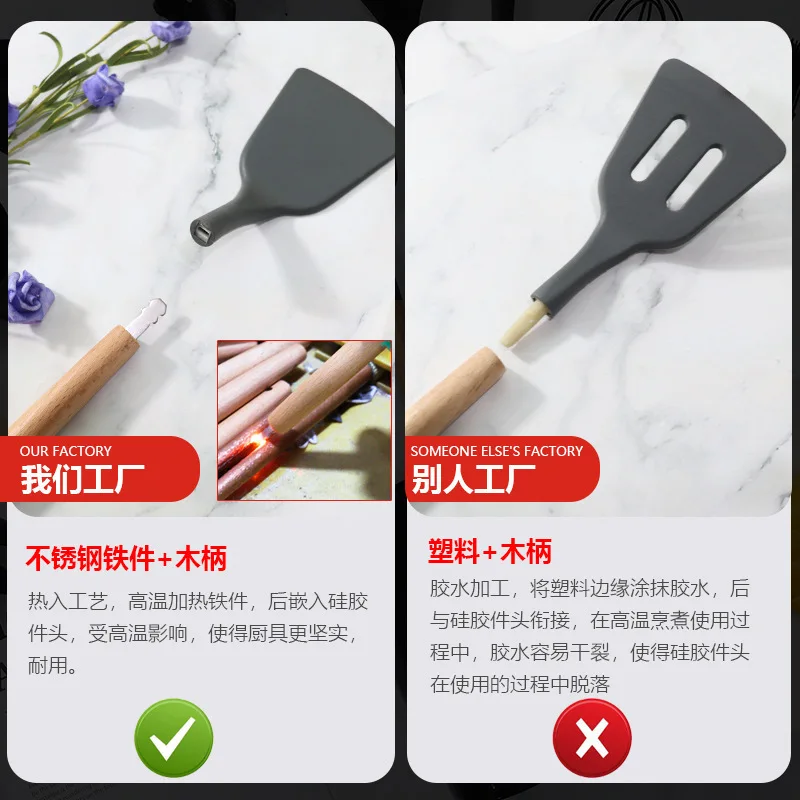 Silicone Baking Suit 12-Piece Silicone Set Spatula Soup Spoon Non-Stick Pan High Temperature Resistant Shovel Kitchware