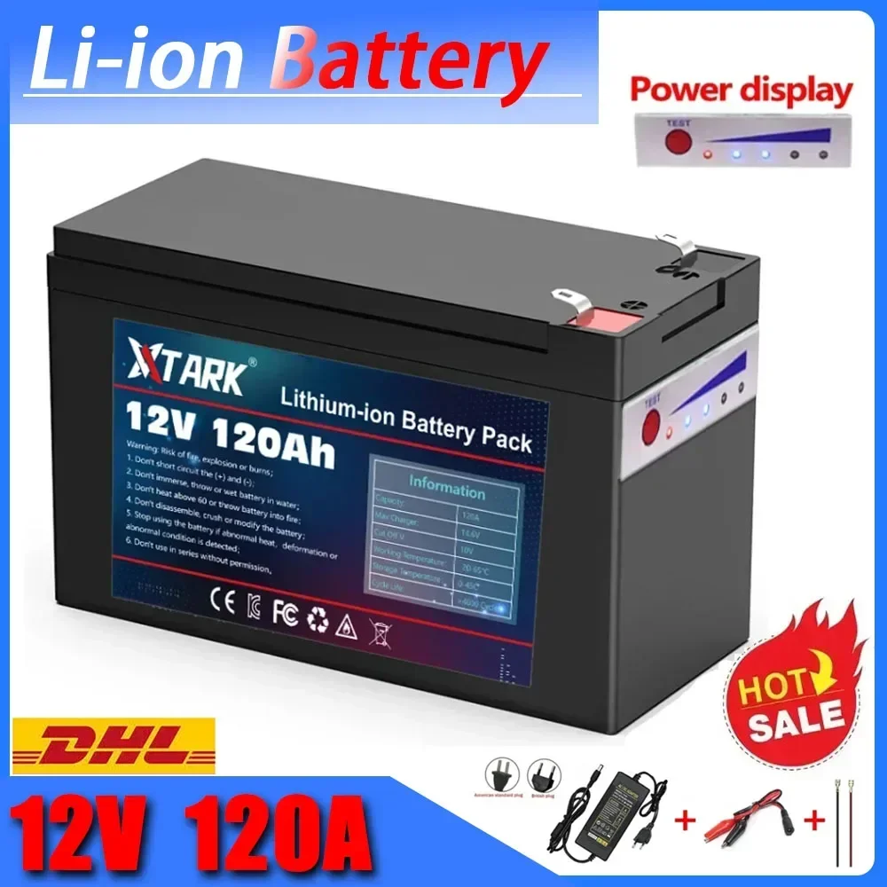 

2024 Upgraded backup power supplies Battery 12V 120Ah Portable Rechargeable Battery Built-in Power display Port Charging