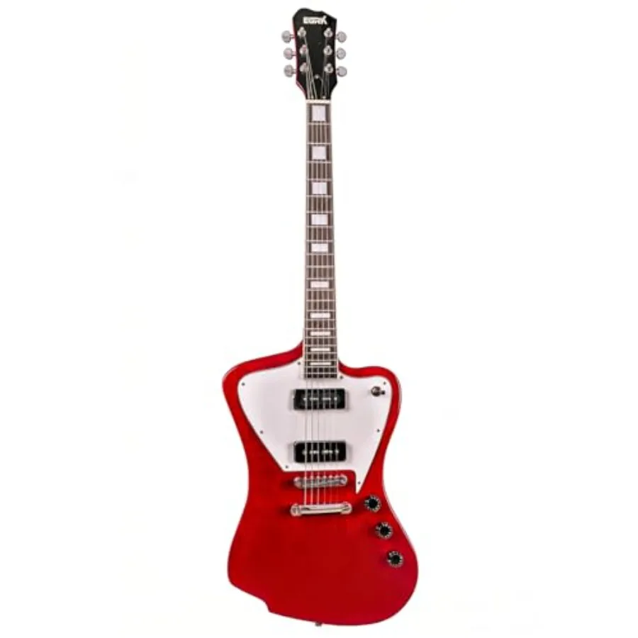 

Solid Body Electric Guitar for Beginners and Intermediate Players: Mahogany Body, Natural Finish, 22 Rounded End Frets, Bone Nu