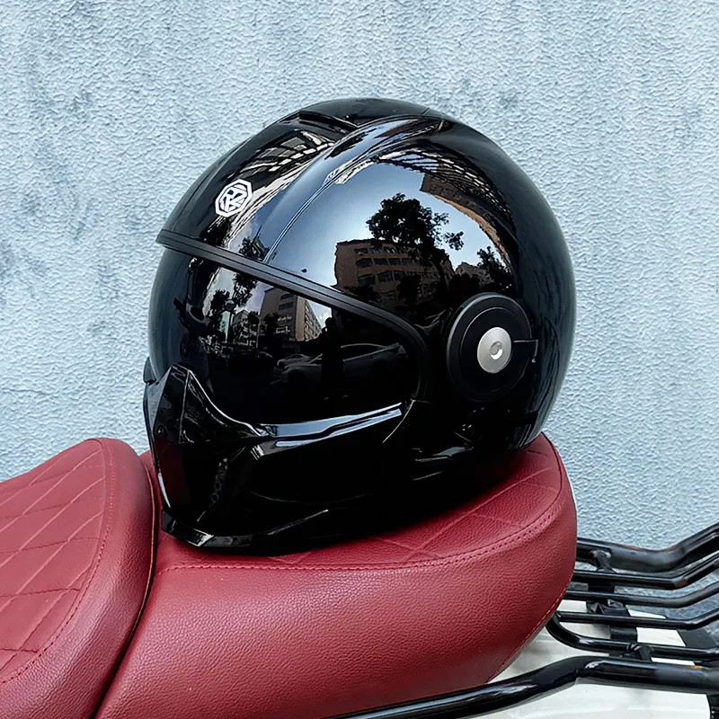 Casco de Motocicleta Integral Retro Cruise ORZ con Lente Personalizada, ABS, Homologado por DOT, Cascos para Motos Unisex Vintage, Transpirable y Antivaho
