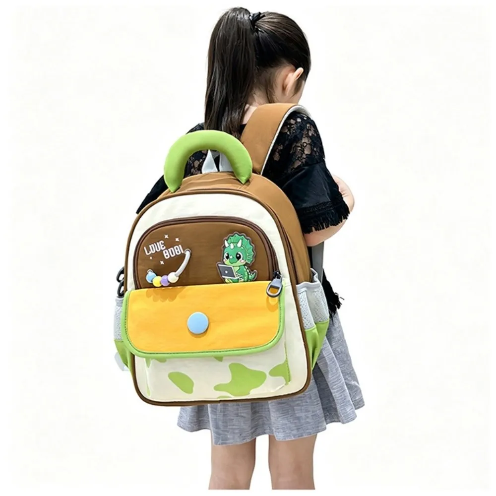 Large Capacity Dopamine Backpack Animals Waterproof Color Block Backpack Back-supporting Reflective Strip