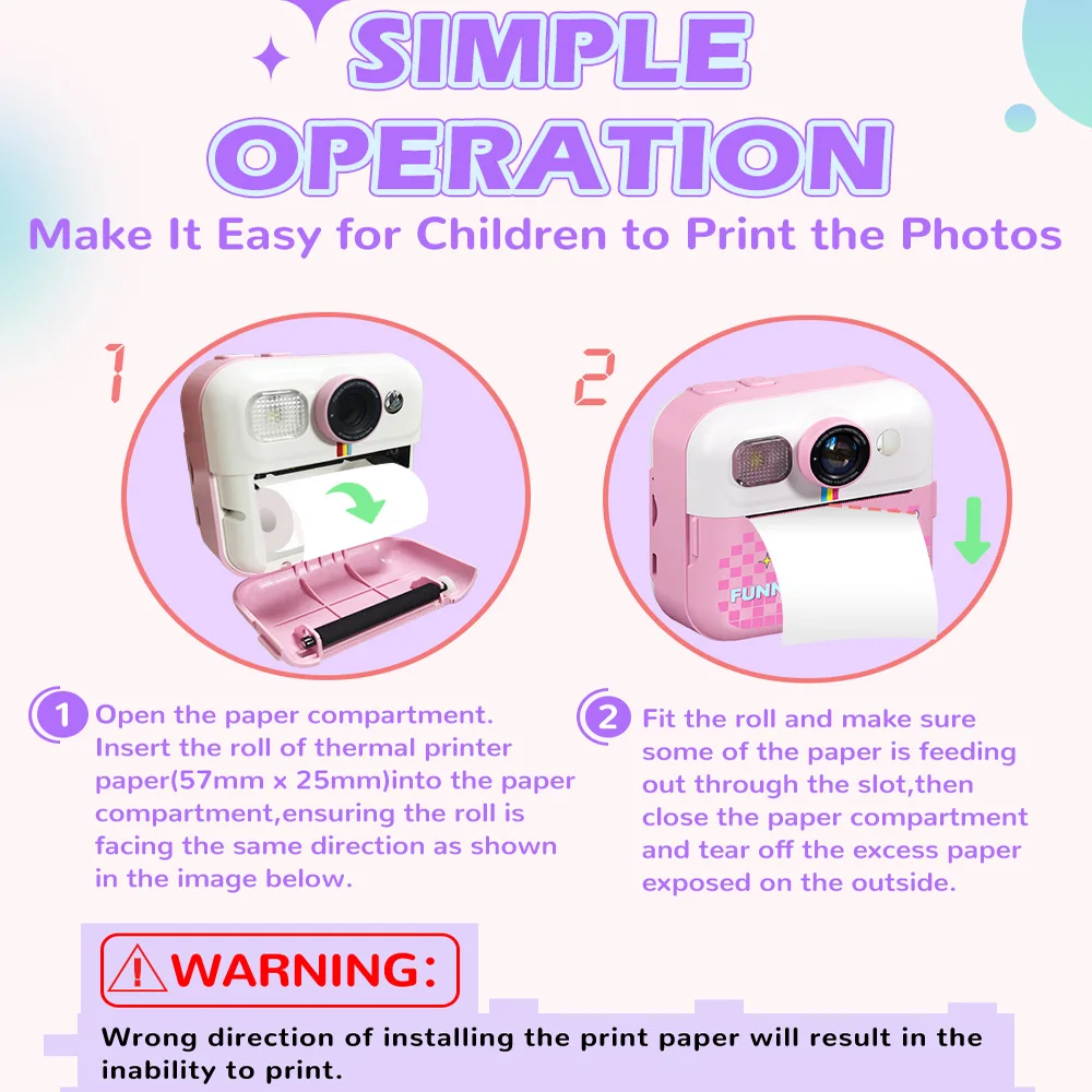 Fotocamera digitale per bambini per la fotografia foto con stampa istantanea fotocamera per bambini Mini stampante termica Video giocattoli