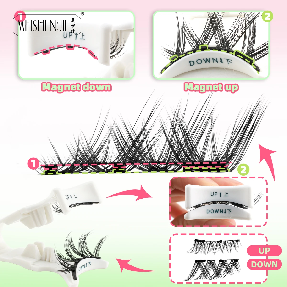 1 par de cílios magnéticos sem necessidade de cola natural longo anime macio reutilizável cílios magnéticos com pinça ferramentas de maquiagem mangá cílios