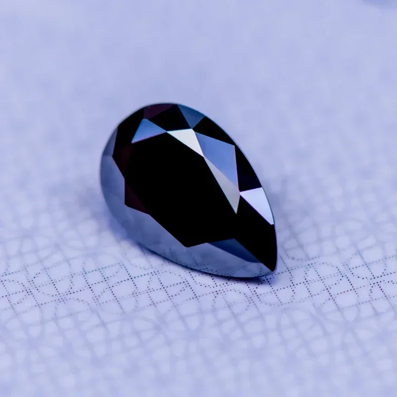

NEW Moissanite Stone Pear Cut Black Primary Color Gemstone Lab Grown Diamond for DIY Charms Jewelry Making Materials with GRA Re
