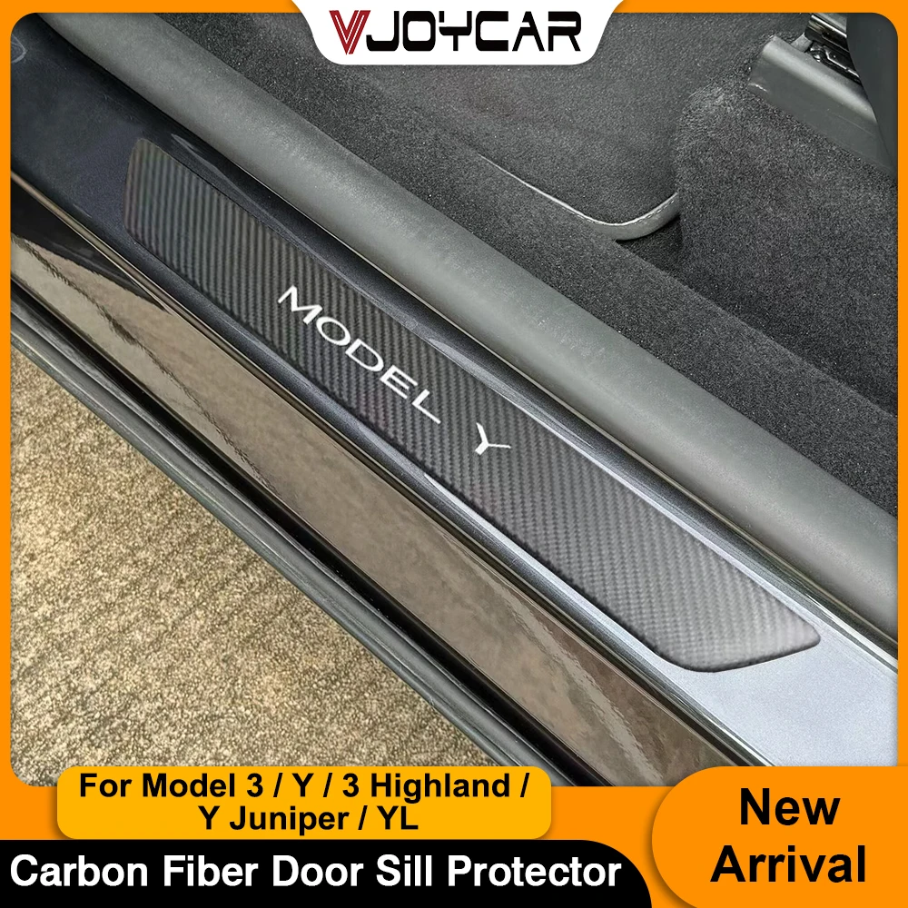 

Vjoycar New Y Juniper Защитная накладка на пороги из настоящего углеродного волокна для Tesla Model 3 Y 3, комплект внутренней защитной накладки Highland
