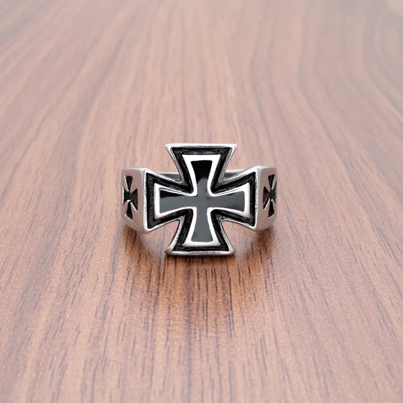 316L Stainless Steel Vintage Norse Viking Finger Nordic Cross Ring Silver Color Design Jewelry For Men\'s Gift