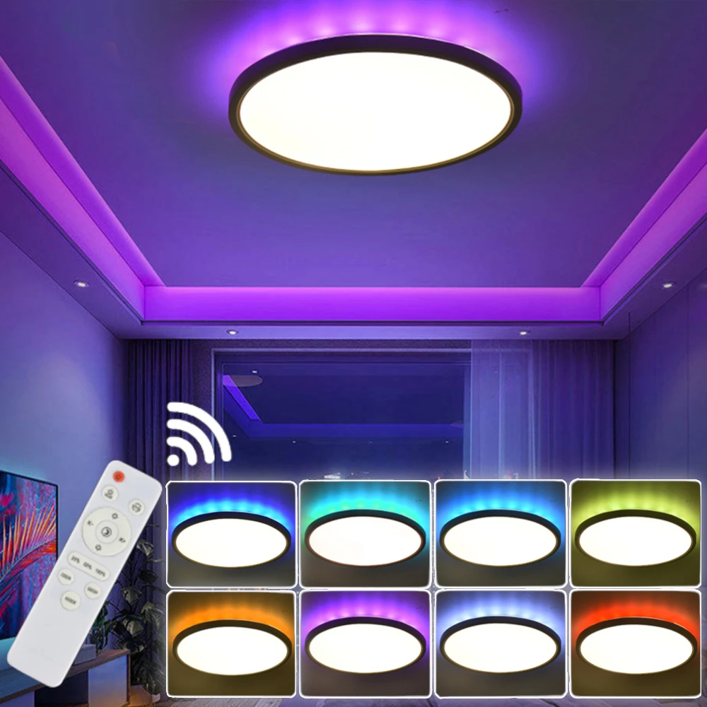 LED Round Ceiling Light RGB Dimmable Modern Ceiling Lamp Home Bedroom Living Room Ambient Light Led Aisle Light Home Decoration