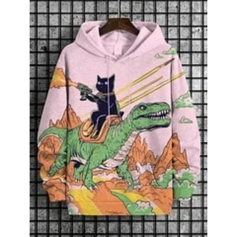 

2025 3D Printed Funny Music Cat Hoodie Men's and Women's Fashion Sportswear Cartoon Sportswear Oversized Clothes