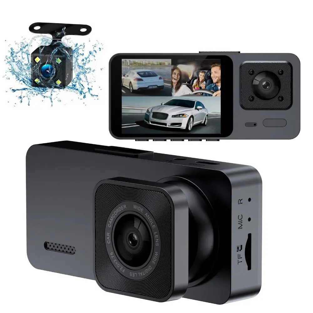 

NEW IR Night Vision Vehicle Recorder HD Recording 3 Channels Car Dashcam 360° View Video Recorder Vehicle Monitoring
