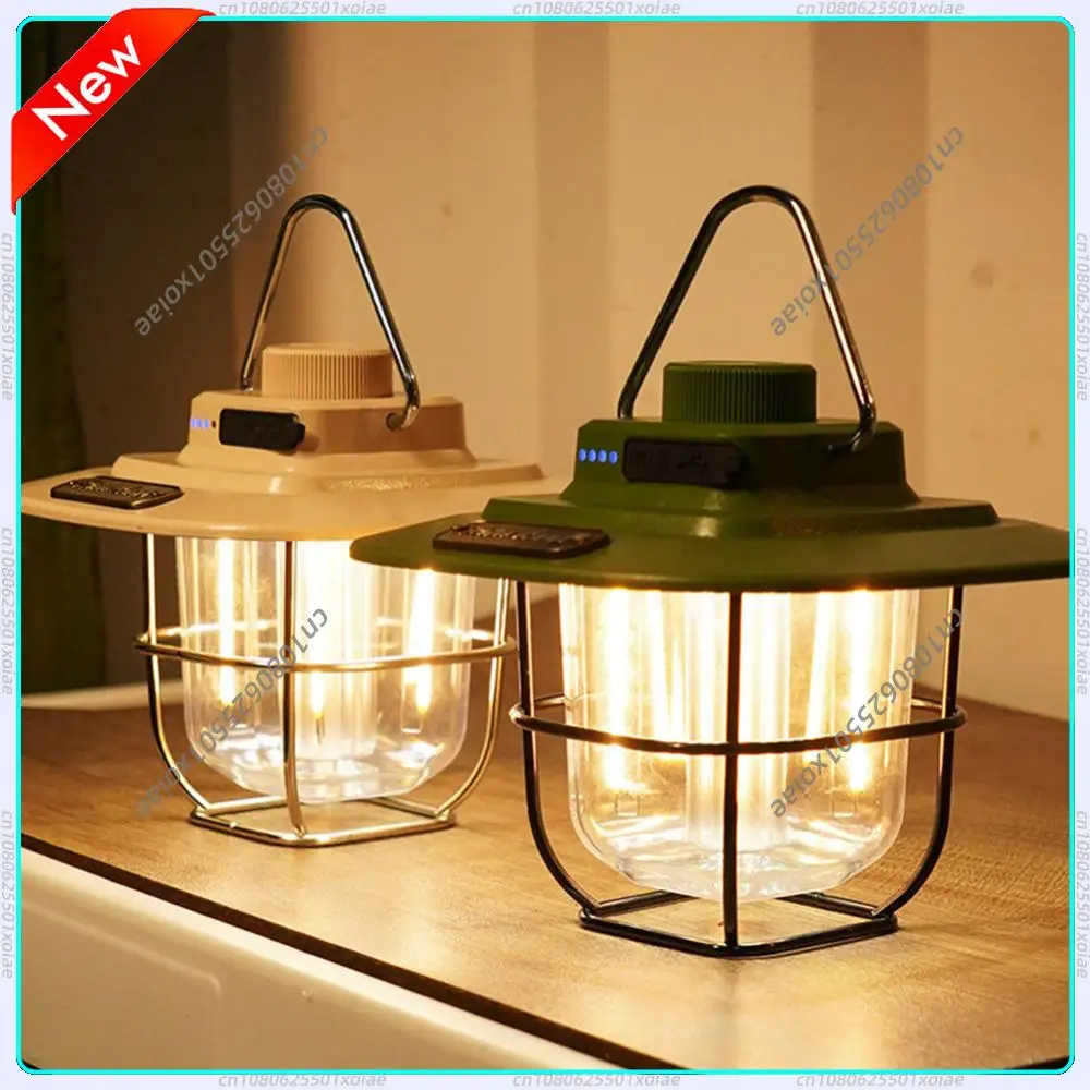 LED Camping Light Retro Hanging Tent Lamp Waterproof Retro Camping Lantern Stepless Dimmable 4500mAh Rechargeable Emergency Lamp