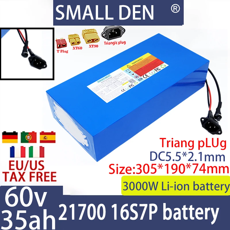 60V 35Ah 21700 brand new lithium battery pack 16S7P 3000W suitable for various transportation vehicles with large solar capacity