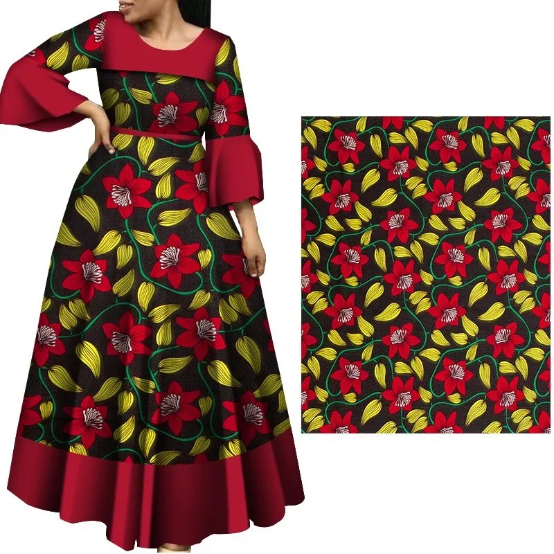 Tecido de cera nigeriano ankara com estampa de flores para vestidos femininos, 100% algodão, costura macia, africano, real, novo, preços de atacado