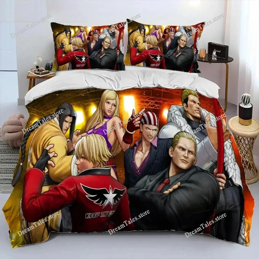 

Game King of Fighters Retro Bedding Set Boys Girls Twin Queen Size Duvet Cover Pillowcase Bed Kids Adult Home Textileextile