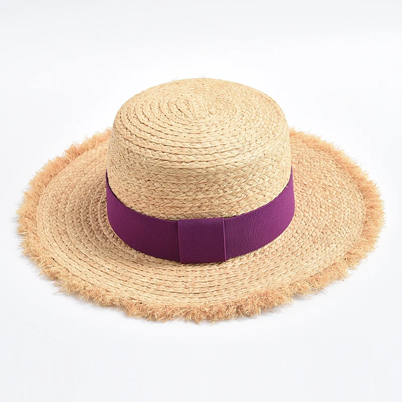 New Natural Straw Hat Spring Summer Soft Shape Sun Hats for Women Ribbon Bow Travel Holiday Beach Floppy Hat