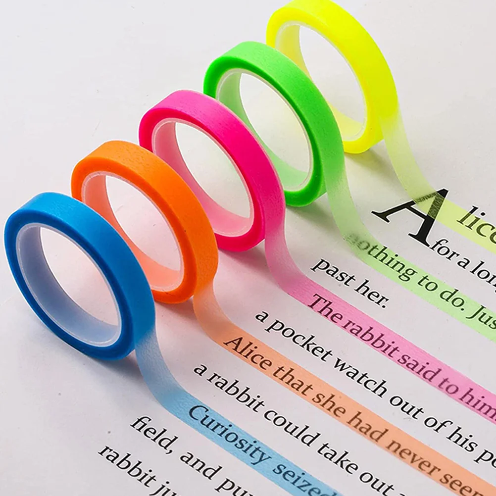 

20 Rolls Waterproof Sticky Tape Removable Highlighter Sticker Transparent Tapes Fluorescent The Pet Page Marker