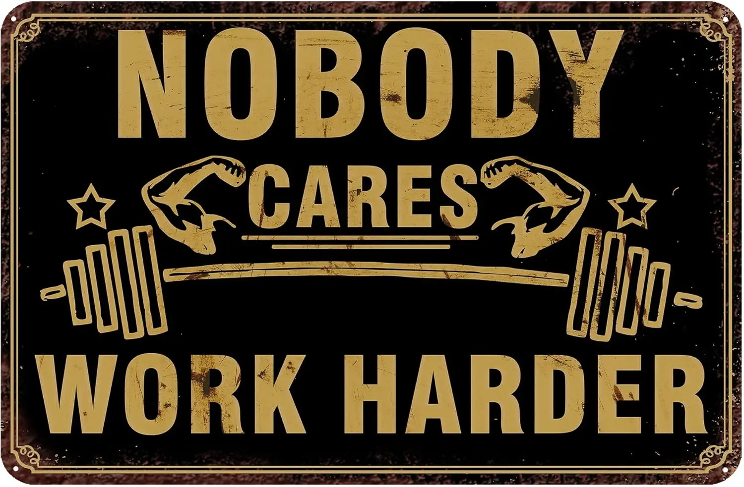 Y1,Funny Man Cave Gym Posters For Home Nobody Cares Work Harder Aluminum Sign Wall Art Metal Decor Boxing Poster Fun
