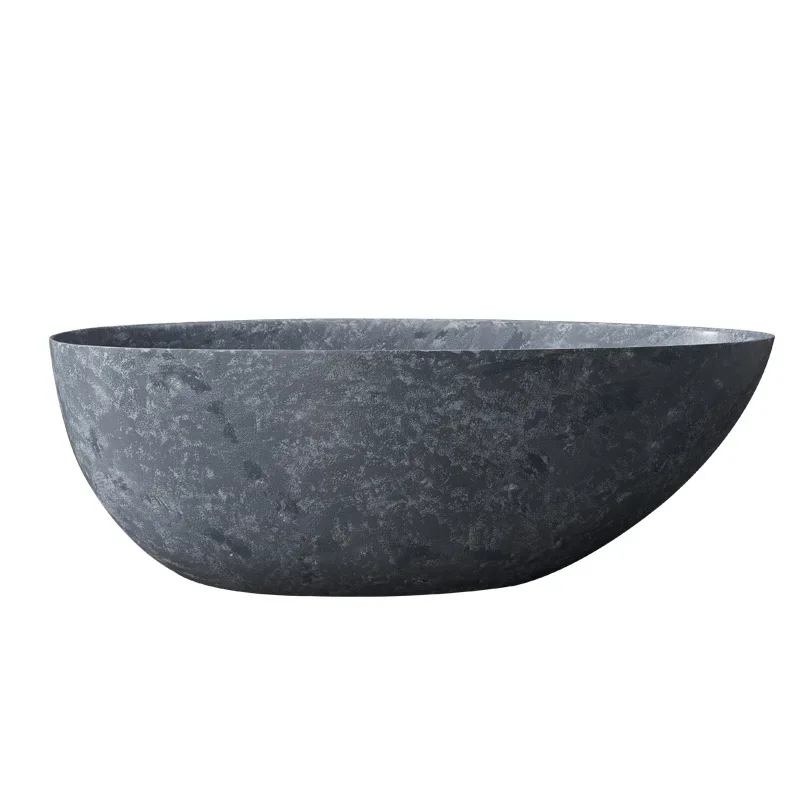 Dark blue gray marble pattern independent bathtub artificial stone art hotel home couple double goose egg bathtub