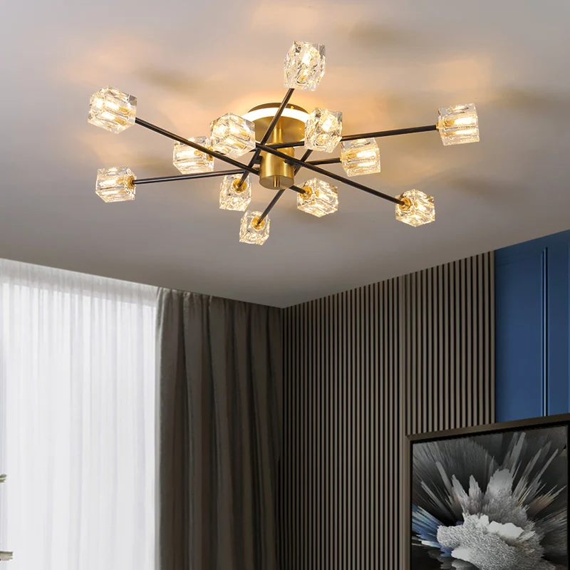 Good Quality Copper Chandelier Living Room Dining Room Postmodern Crystal Led Pendant Light For Home Decoration