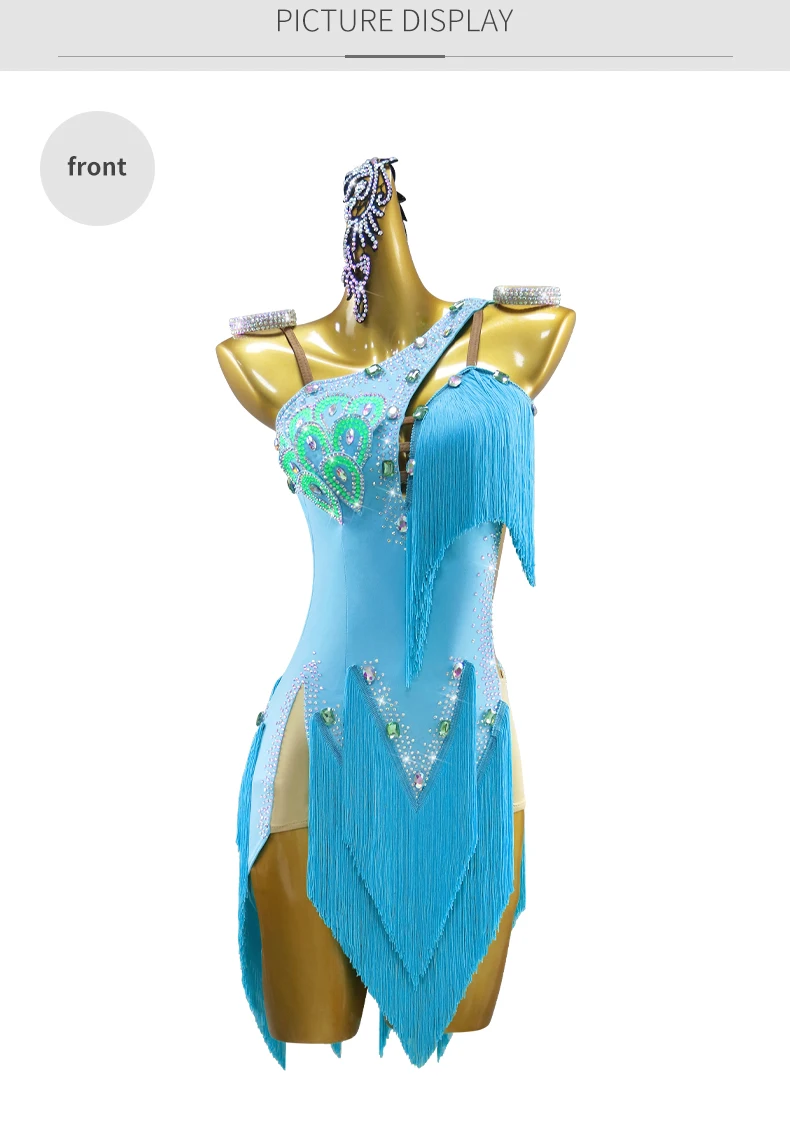 Lateinamerikanisches Tanzkleid, Partykleidung, Tanzbekleidung für Damen, lyrisches Kostüm, Ballsaal-, Karnevals-, Bühnen- und Abendgarderobe, elegantes Party- und Auftrittsoutfit. – Detail 7