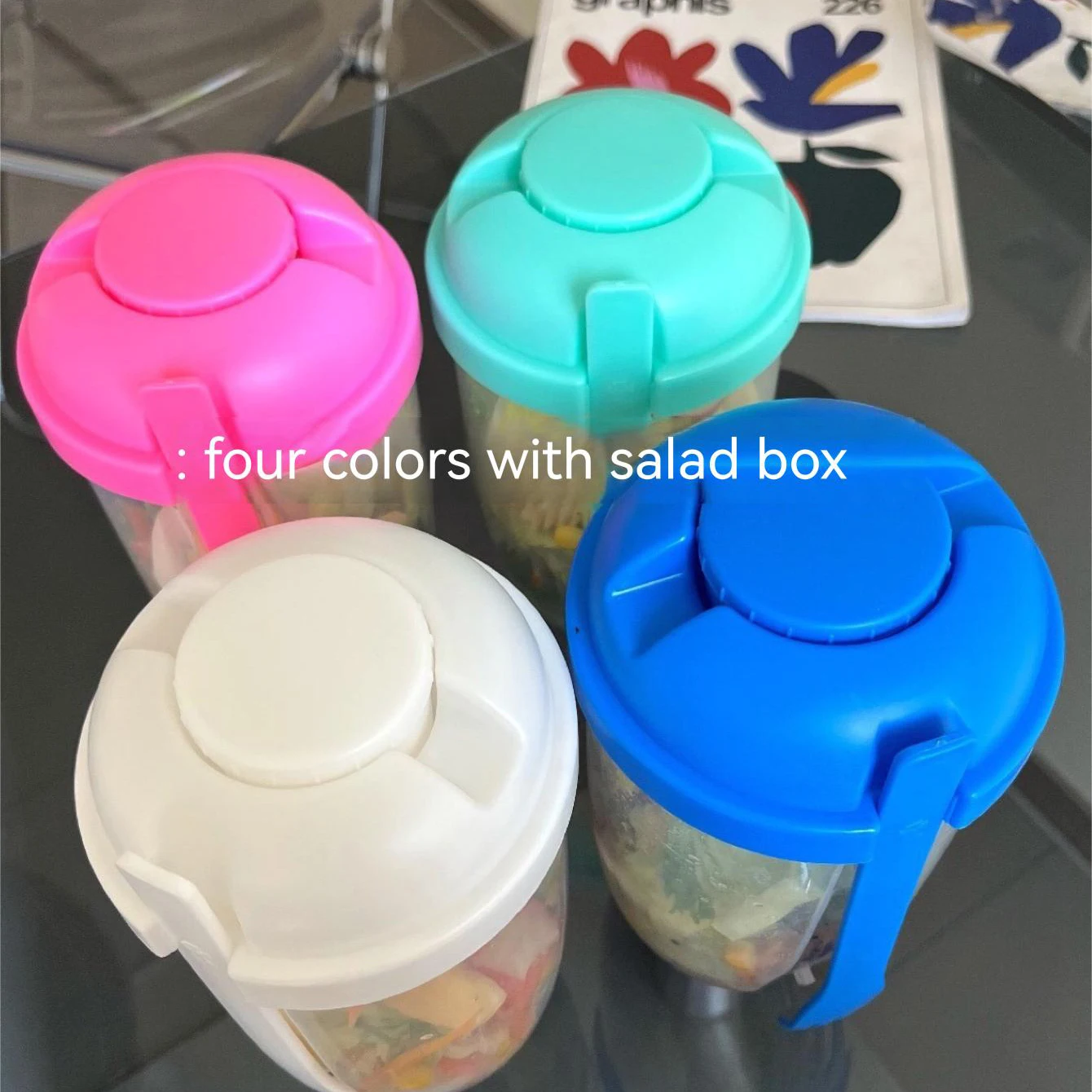 3In1 Portable Salad Cup Breakfast Salad Bowl Fork School Lunch Box Food Storage Bento Box Yogurt Oatmeal Cereal Milk Cup Fitness